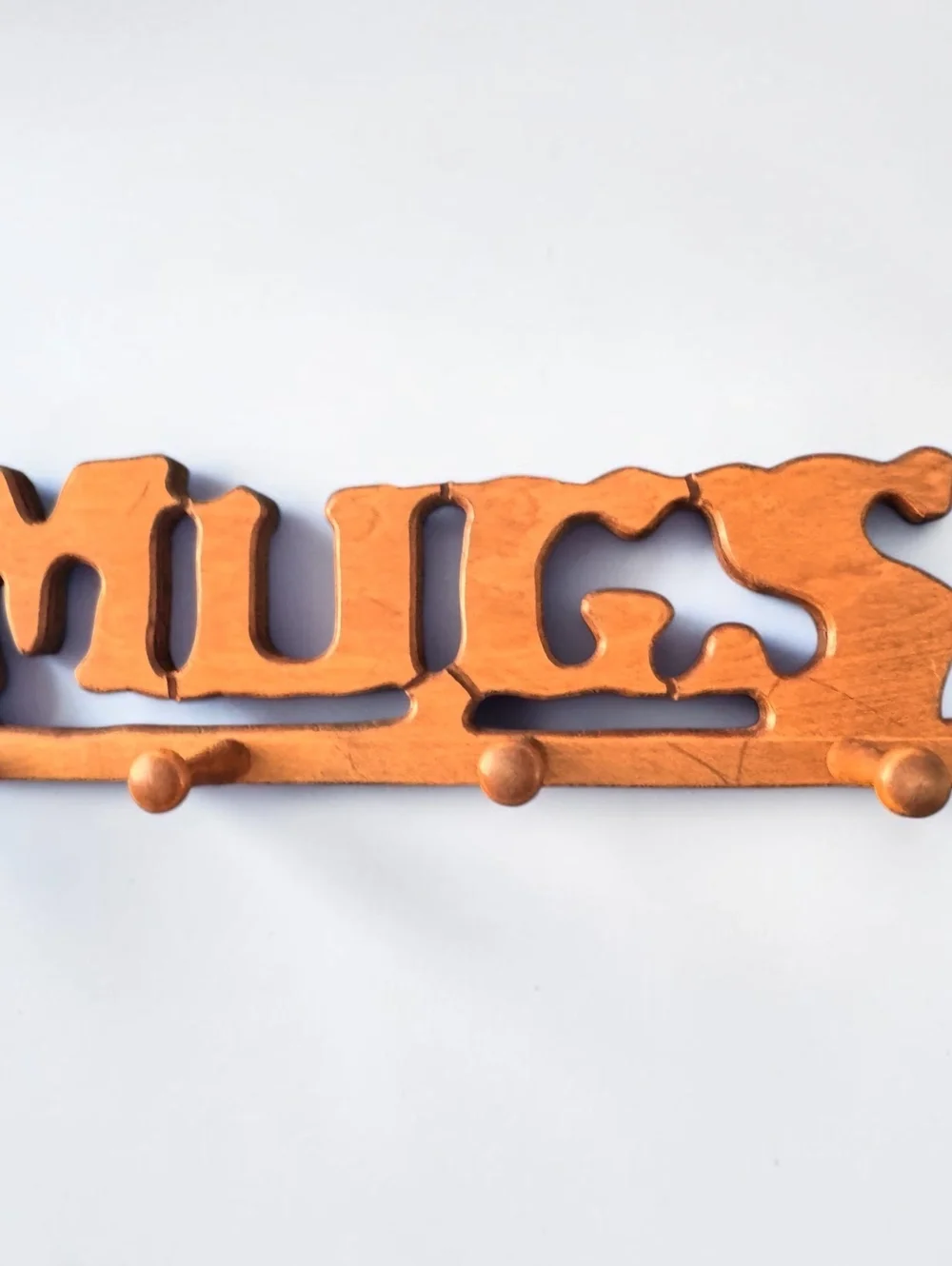 Vintage Handcrafted Wooden MUGS Wall Rack by Roger Beebe – Folk Art Mug Holder